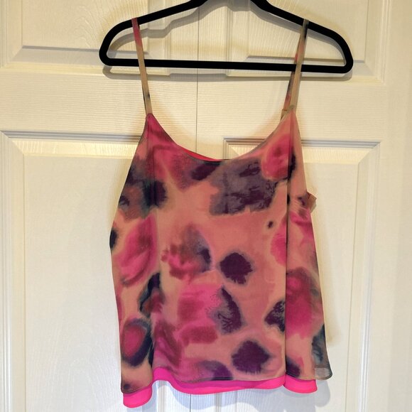 Rachel Roy Womens Tank XL Pink Sleeveless Chiffon Cami Top Colorful Neon‎ Beach - Picture 8 of 8